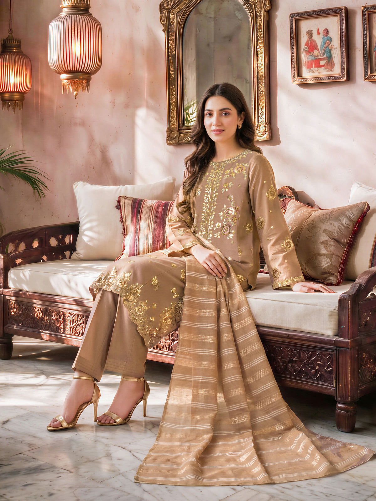 3 Piece Khaddar Suit- Embroidered (Unstitched)