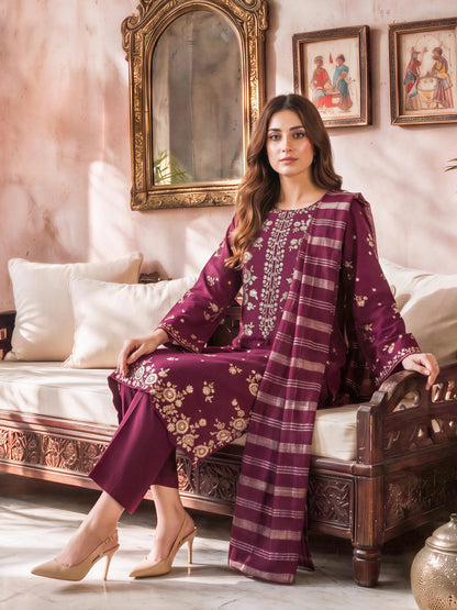 3 Piece Khaddar Suit- Embroidered (Unstitched)