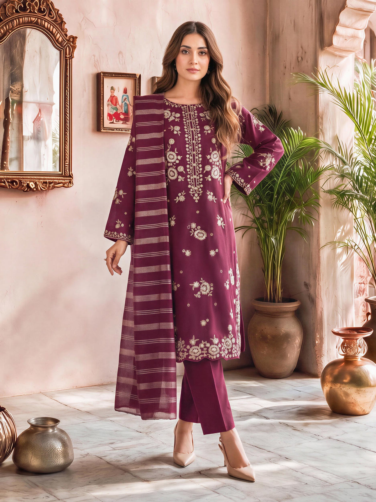 3 Piece Khaddar Suit- Embroidered (Unstitched)