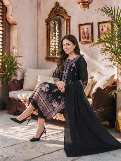 3 Piece Slub Khaddar Suit- Embroidered (Unstitched)
