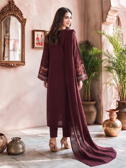 3 Piece Slub Khaddar Suit- Embroidered (Unstitched)