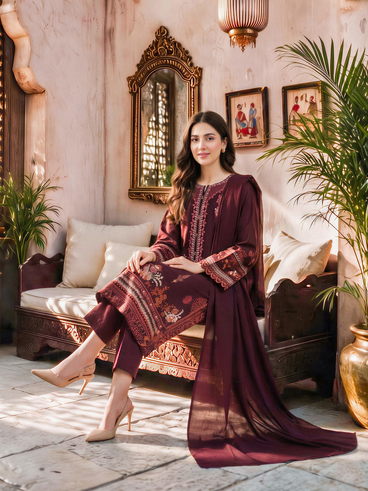 3 Piece Slub Khaddar Suit- Embroidered (Unstitched)