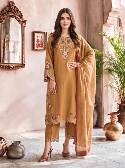 3 Piece Blended Khaddar Suit- Embroidered (Unstitched)