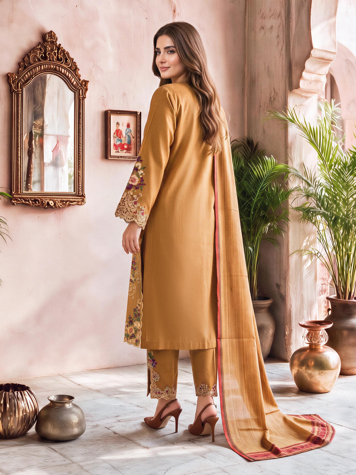 3 Piece Blended Khaddar Suit- Embroidered (Unstitched)