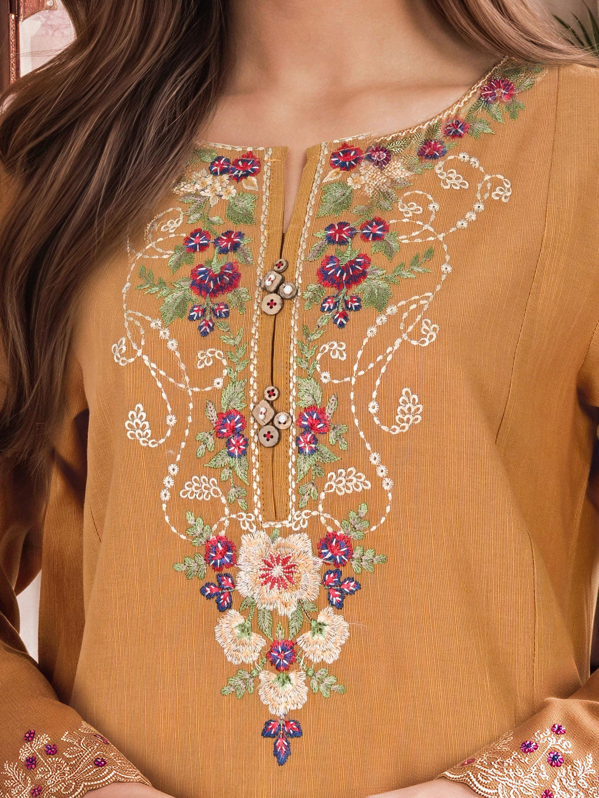 3 Piece Blended Khaddar Suit- Embroidered (Unstitched)