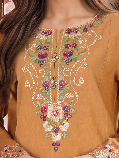 3 Piece Blended Khaddar Suit- Embroidered (Unstitched)