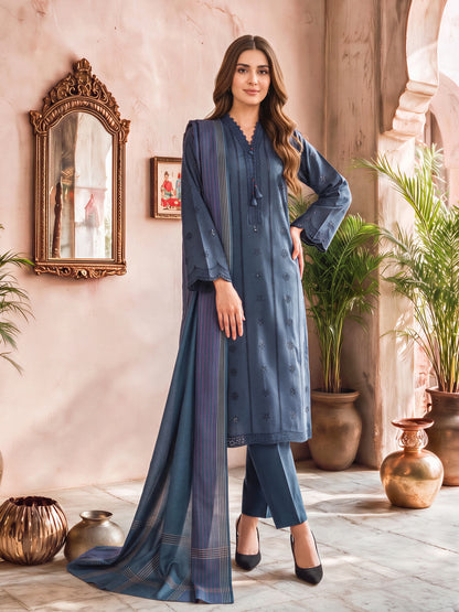 3 Piece Slub Khaddar Suit- Embroidered (Unstitched)