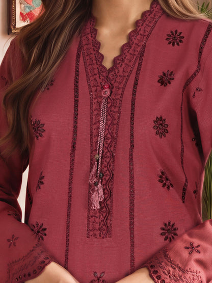 3 Piece Slub Khaddar Suit- Embroidered (Unstitched)