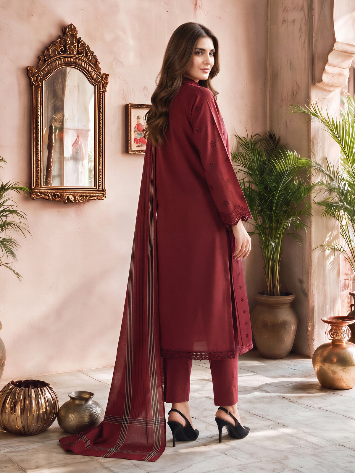3 Piece Slub Khaddar Suit- Embroidered (Unstitched)