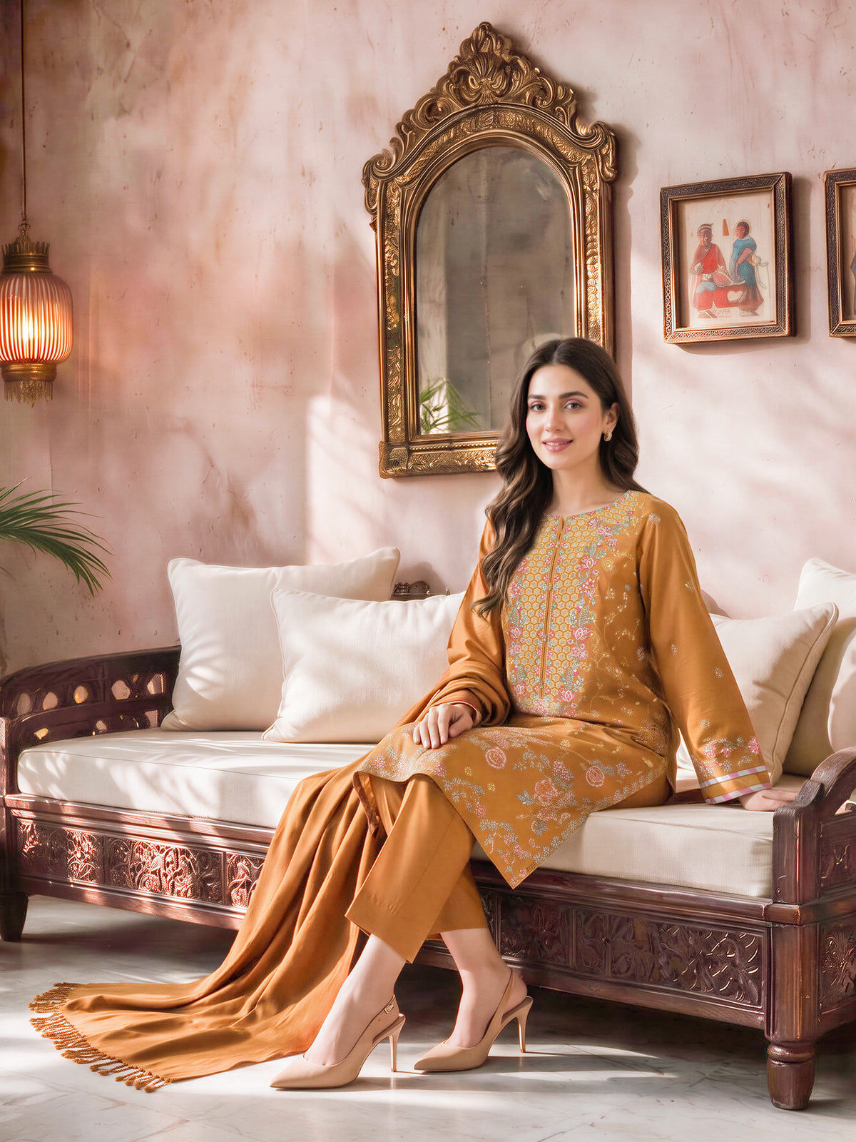3 Piece Blended Khaddar Suit- Embroidered (Unstitched)