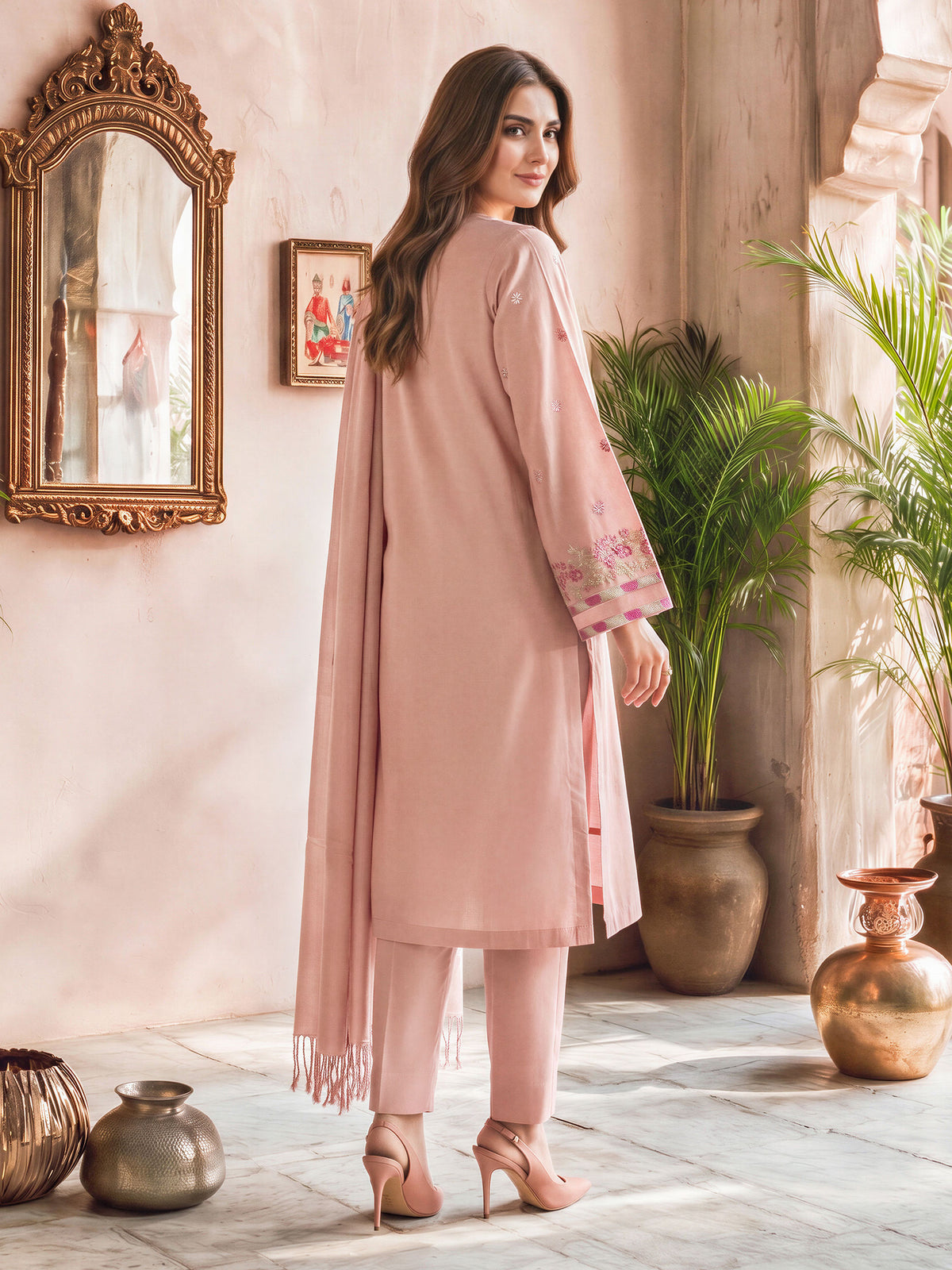 3 Piece Poly Khaddar Suit- Embroidered (Unstitched)