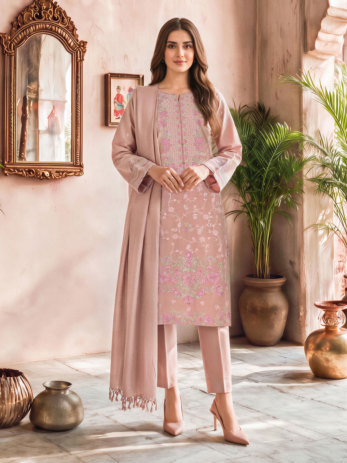 3 Piece Poly Khaddar Suit- Embroidered (Unstitched)