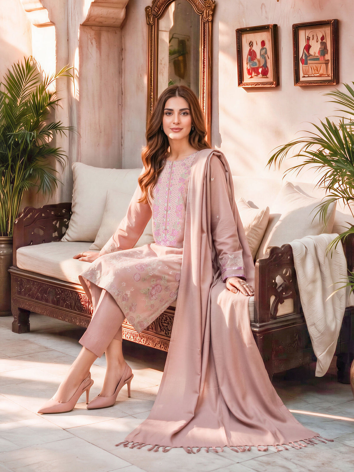 3 Piece Poly Khaddar Suit- Embroidered (Unstitched)