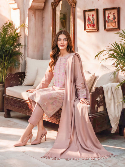 3 Piece Poly Khaddar Suit- Embroidered (Unstitched)
