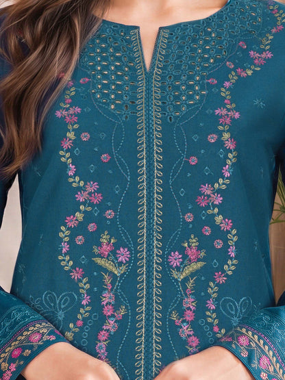 3 Piece Blended Khaddar Suit- Embroidered (Unstitched)