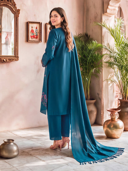3 Piece Blended Khaddar Suit- Embroidered (Unstitched)