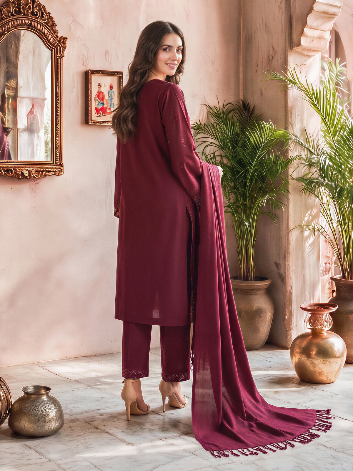 3 Piece Blended Khaddar Suit- Embroidered (Unstitched)