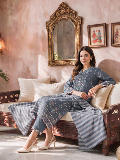 3 Piece Poly Khaddar Suit- Embroidered (Unstitched)