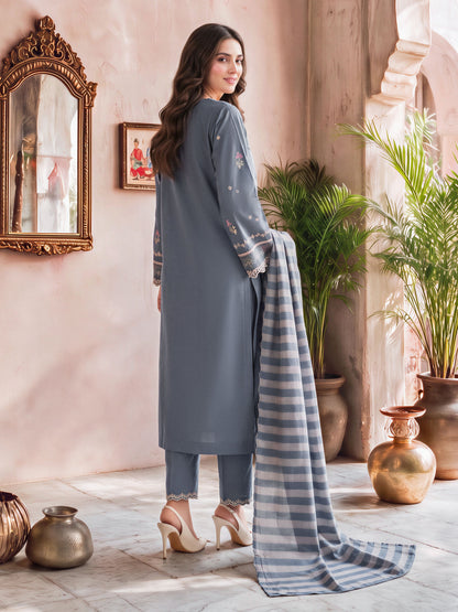 3 Piece Poly Khaddar Suit- Embroidered (Unstitched)