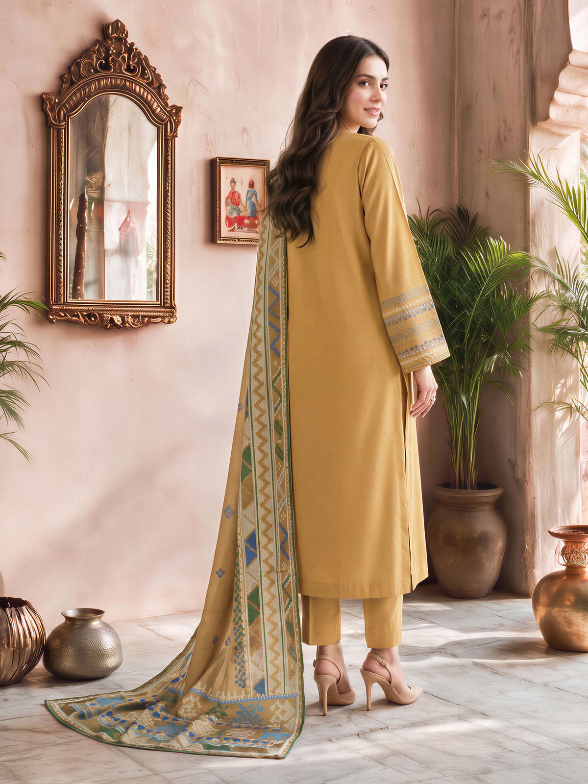 3 Piece Poly Marina Suit- Embroidered (Unstitched)
