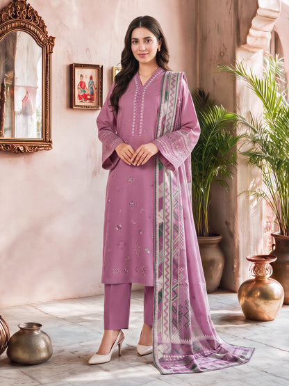 3 Piece Blended Marina Suit- Embroidered (Unstitched)