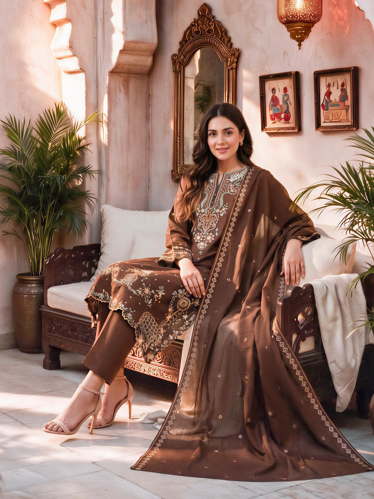 3 Piece Slub Khaddar Suit- Embroidered (Unstitched)