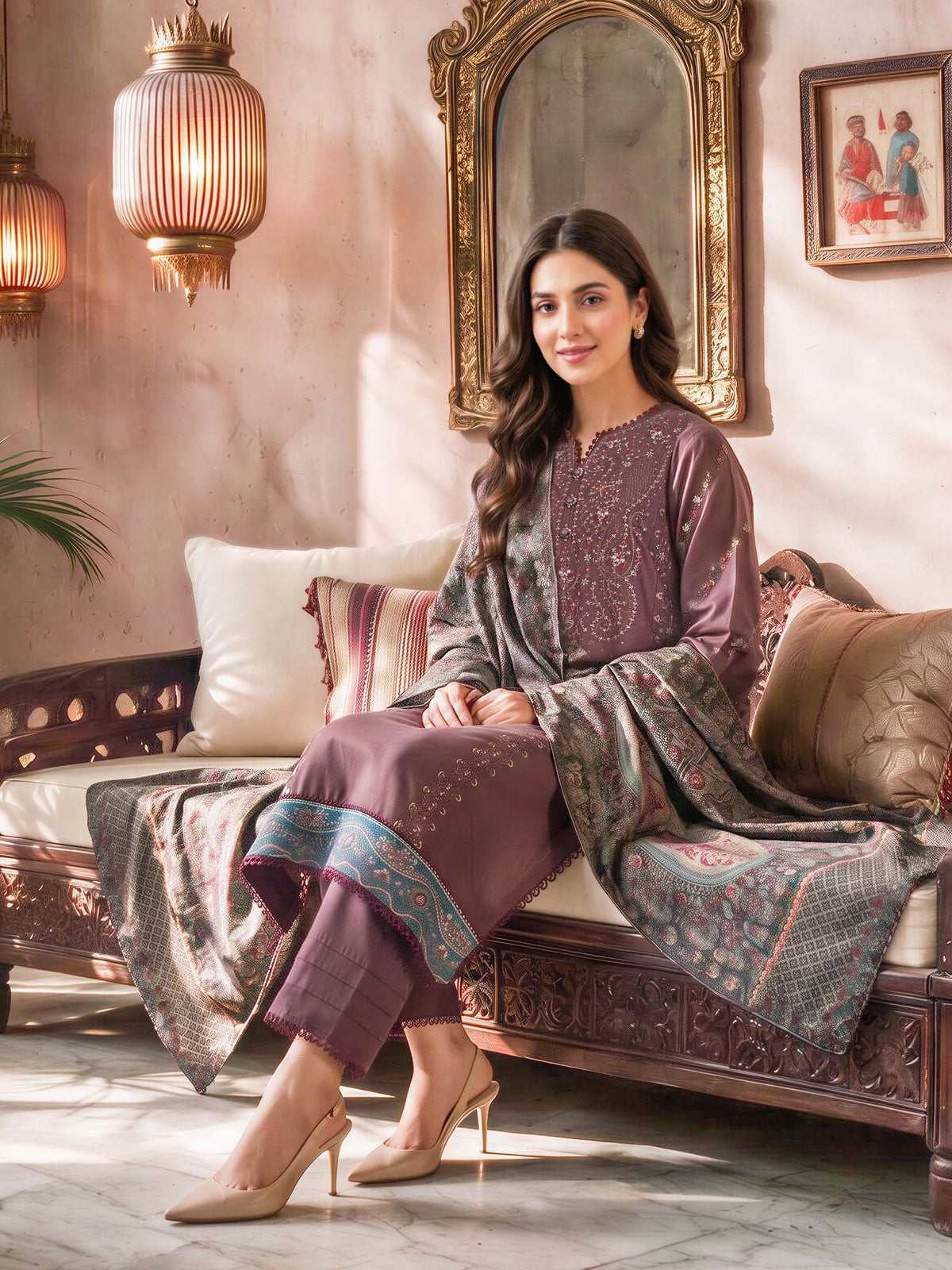 3 Piece Slub Khaddar Suit- Embroidered (Unstitched)
