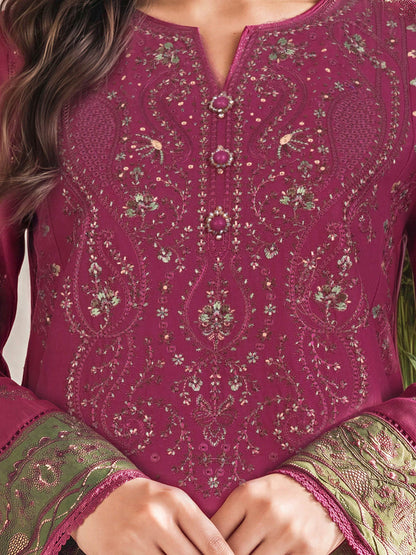 3 Piece Slub Khaddar Suit- Embroidered (Unstitched)