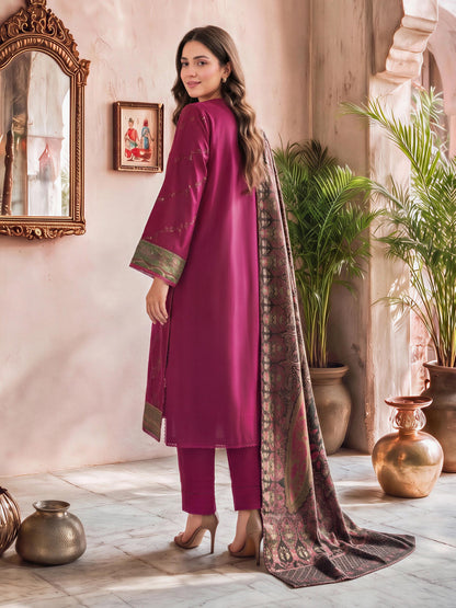 3 Piece Slub Khaddar Suit- Embroidered (Unstitched)