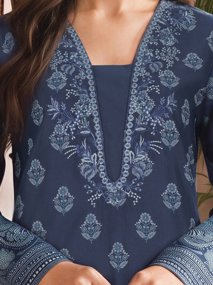 3 Piece Poly Khaddar Paste Suit- Embroidered (Unstitched)