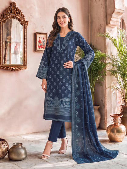 3 Piece Poly Khaddar Paste Suit- Embroidered (Unstitched)