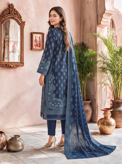 3 Piece Poly Khaddar Paste Suit- Embroidered (Unstitched)