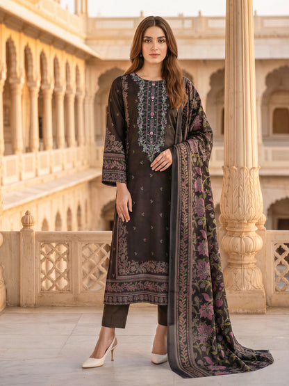 3 Piece Blended Khaddar Suit- Embroidered (Unstitched)