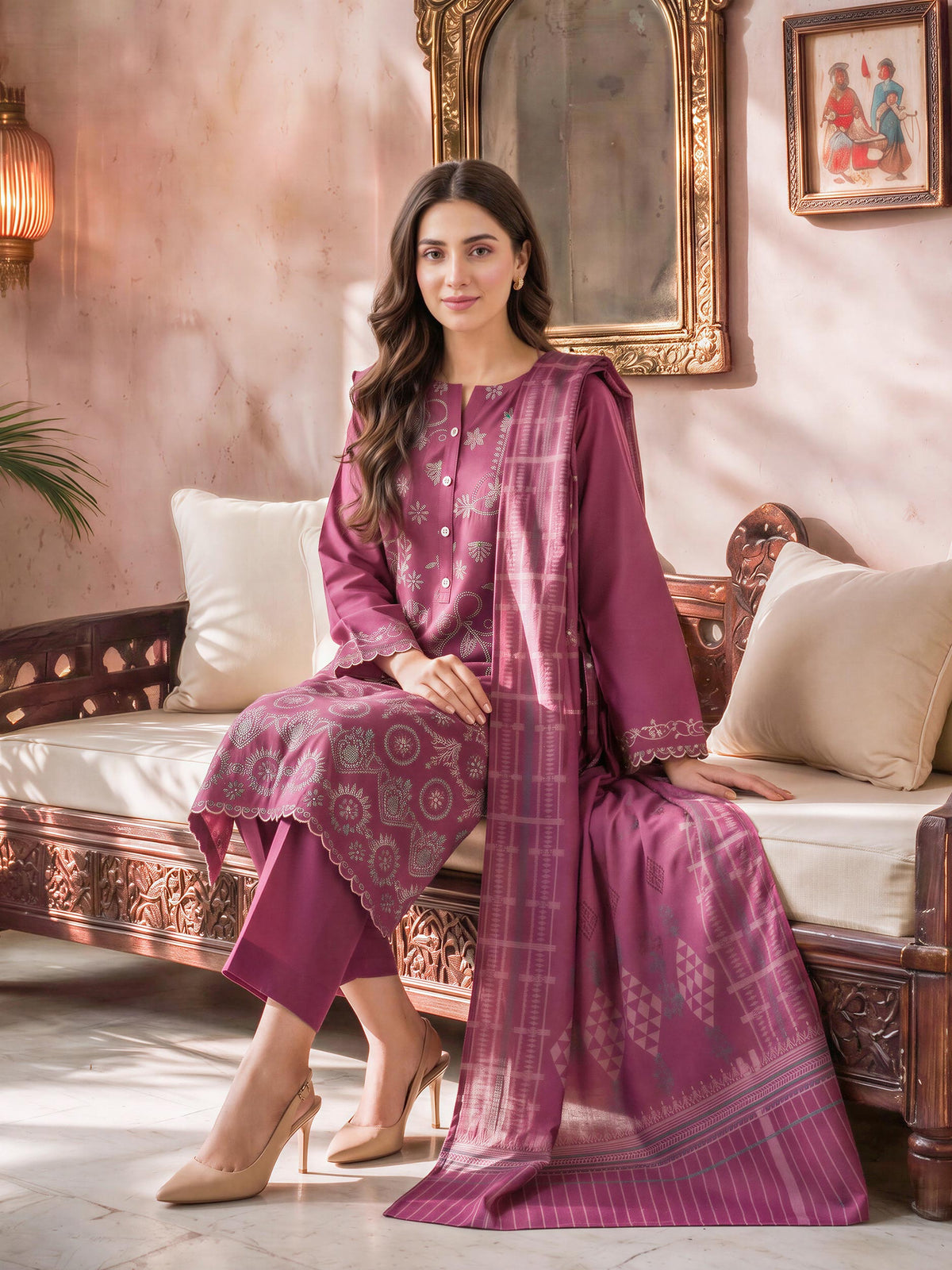 3 Piece Khaddar Suit- Embroidered (Unstitched)