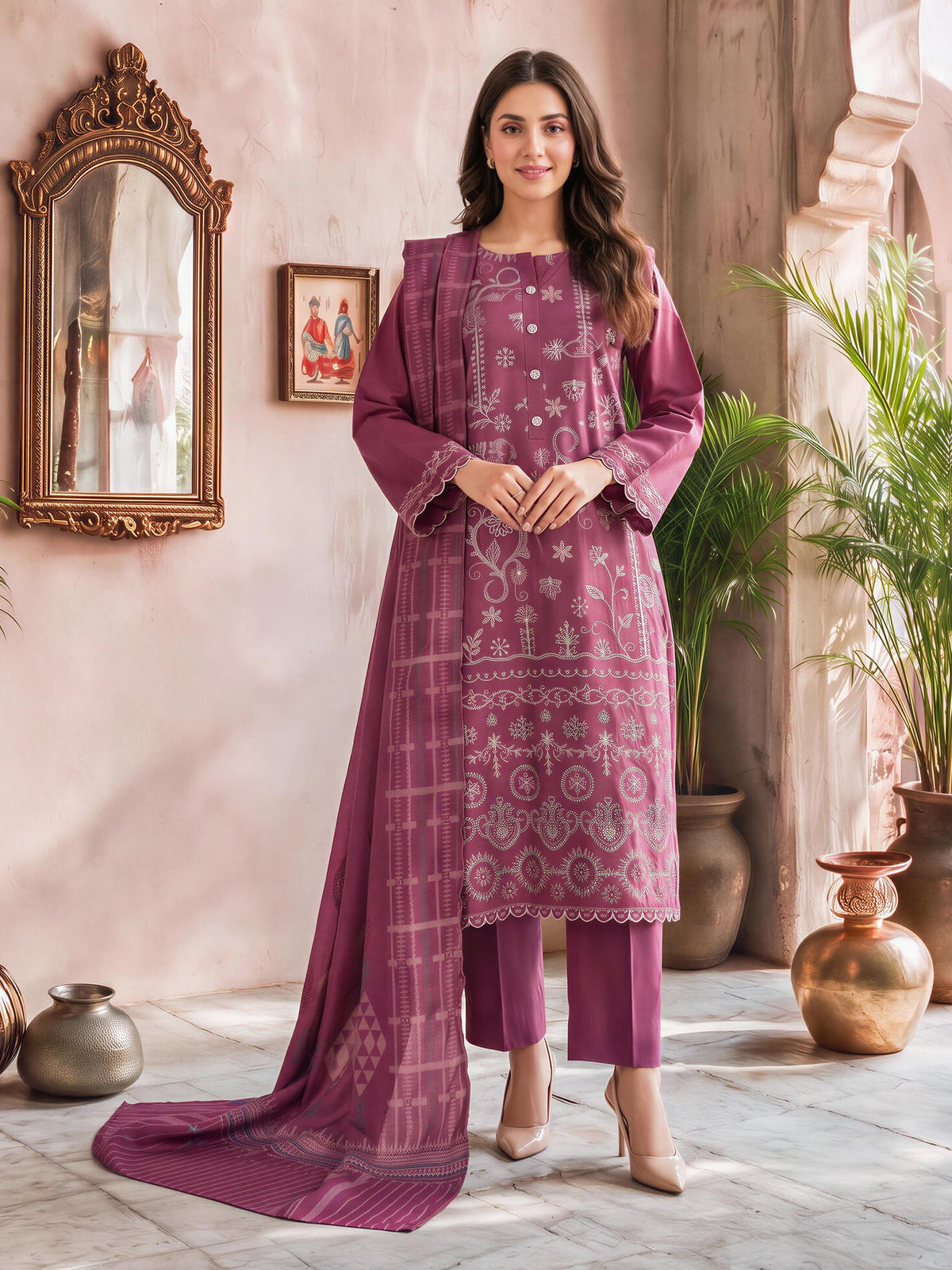 3 Piece Khaddar Suit- Embroidered (Unstitched)
