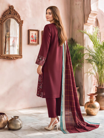 3 Piece Viscose Khaddar Suit- Embroidered (Unstitched)