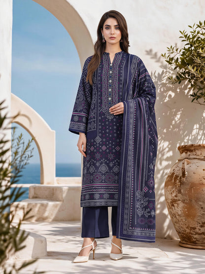 3 Piece Viscose Cotton Khaddar Suit (Unstitched)