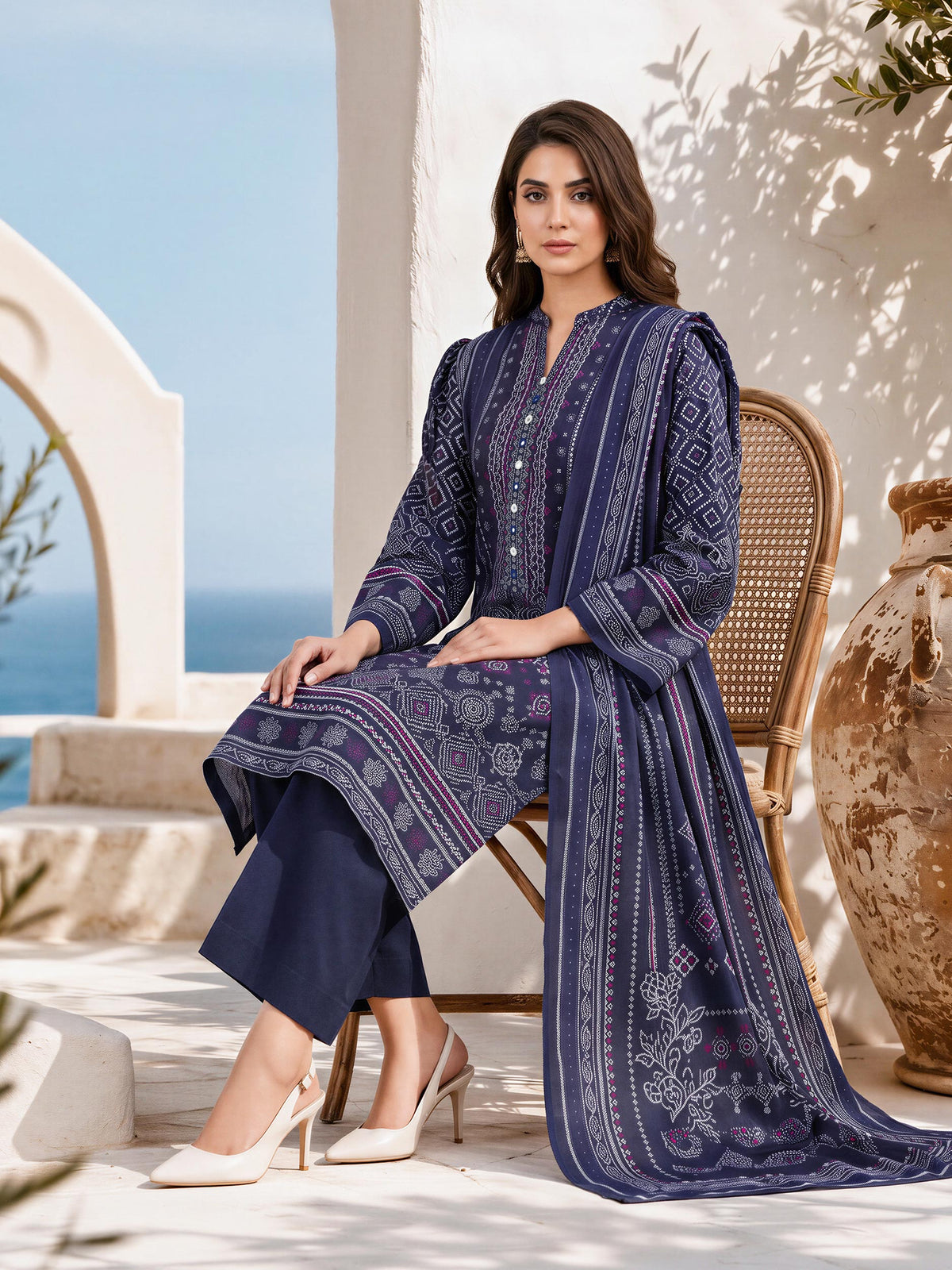 3 Piece Viscose Cotton Khaddar Suit (Unstitched)