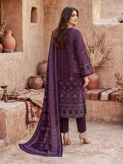 3 Piece Viscose Cotton Khaddar Suit (Unstitched)