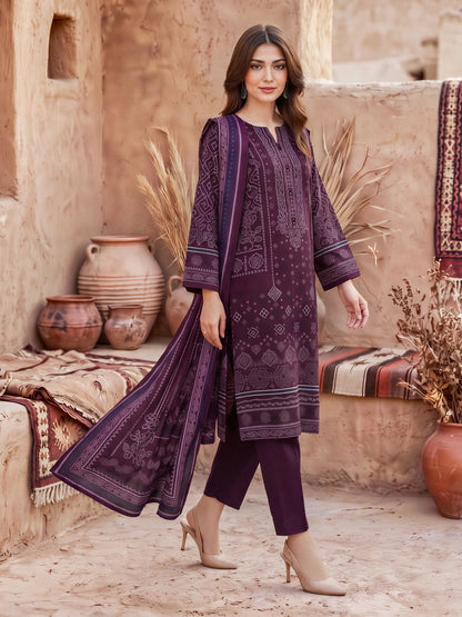 3 Piece Viscose Cotton Khaddar Suit (Unstitched)