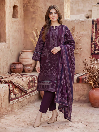 3 Piece Viscose Cotton Khaddar Suit (Unstitched)