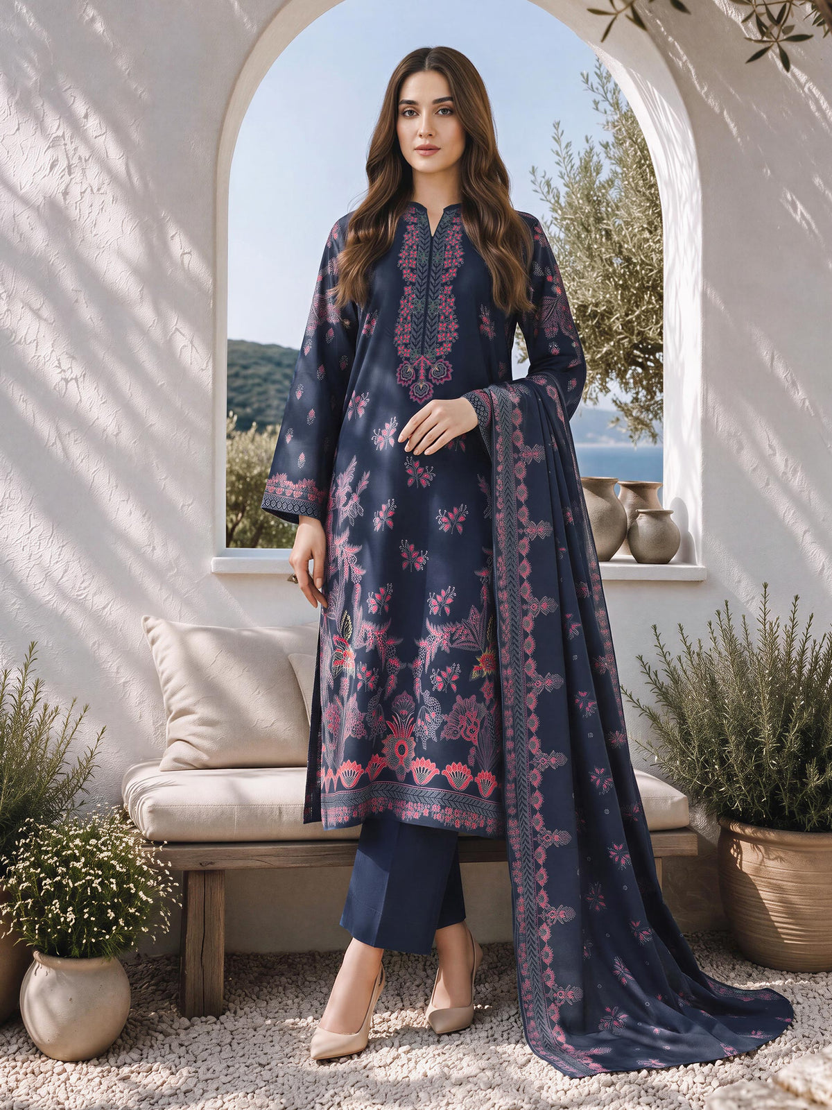 3 Piece Khaddar Suit (Unstitched)