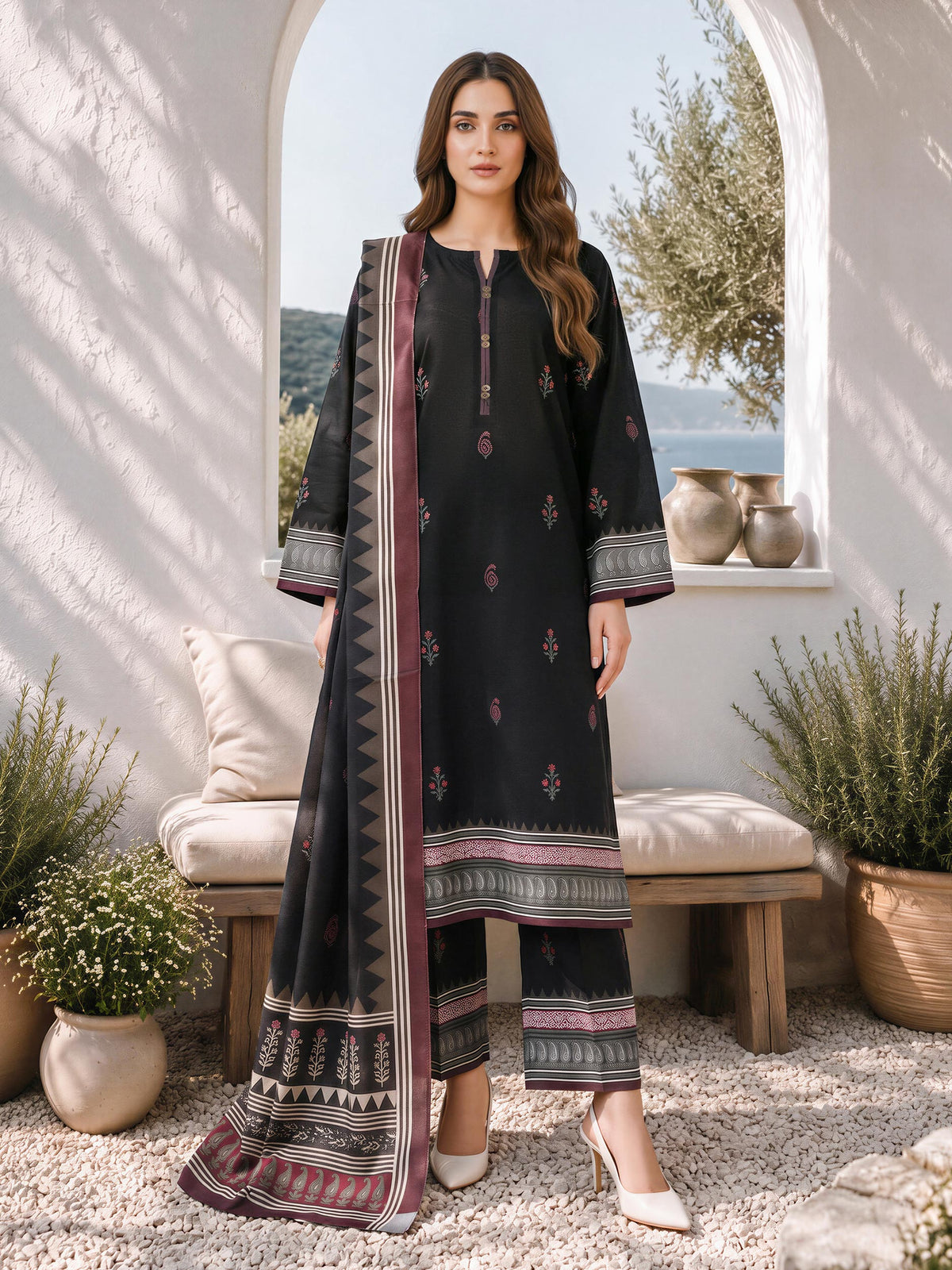 3 Piece Poly Khaddar Suit (Unstitched)