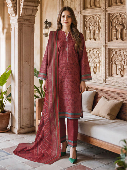 3 Piece Poly Khaddar Suit (Unstitched)