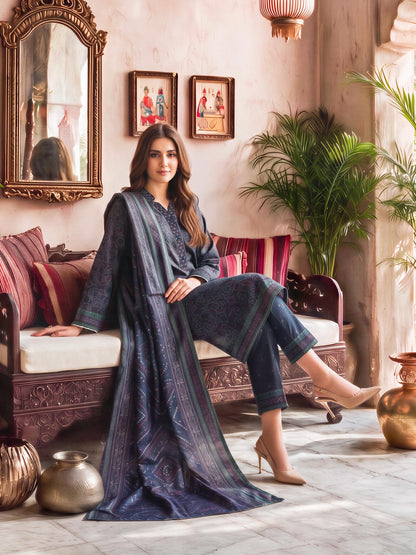 3 Piece Poly Khaddar Suit (Unstitched)