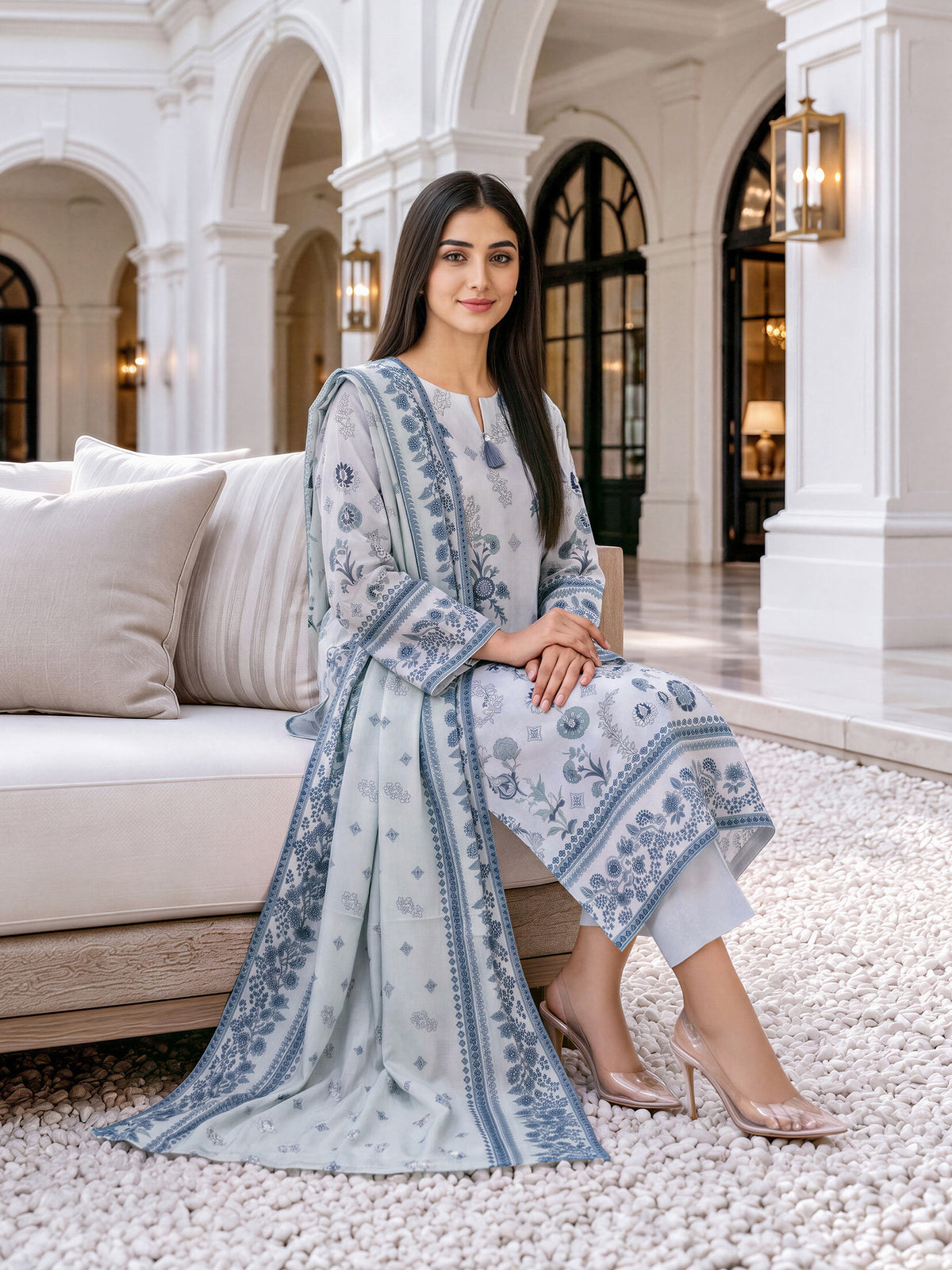 3 Piece Blended Khaddar Suit (Unstitched)