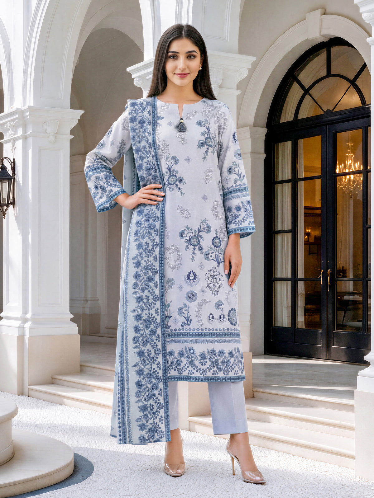 3 Piece Blended Khaddar Suit (Unstitched)