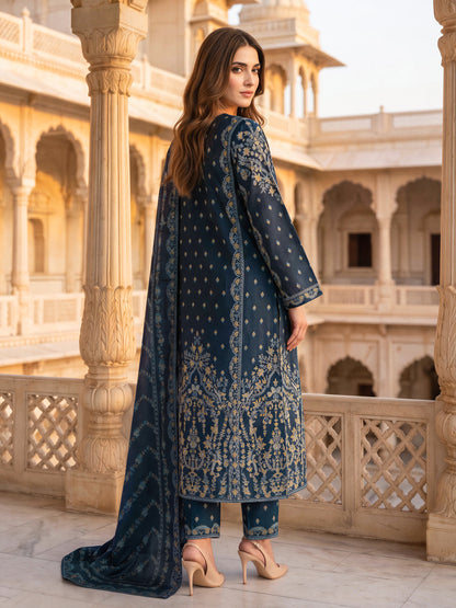 3 Piece Slub Khaddar Suit (Unstitched)