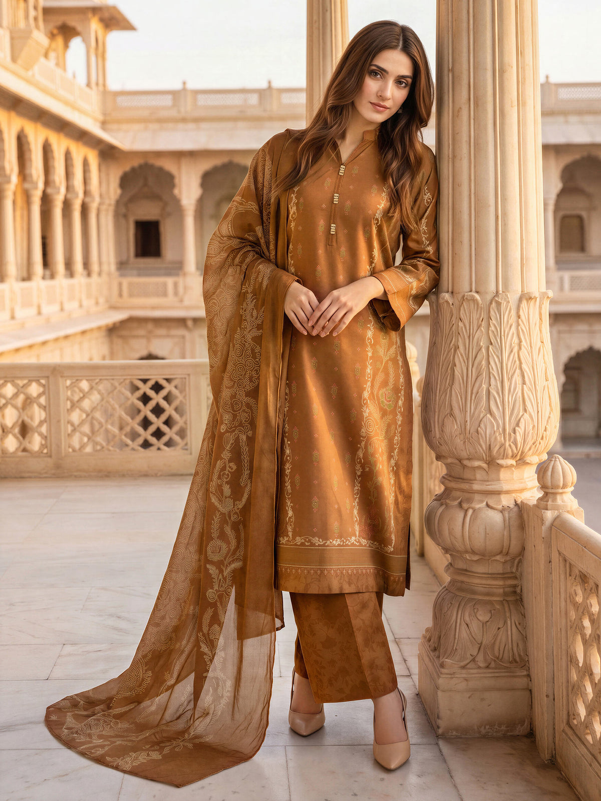 3 Piece Blended Khaddar Suit (Unstitched)
