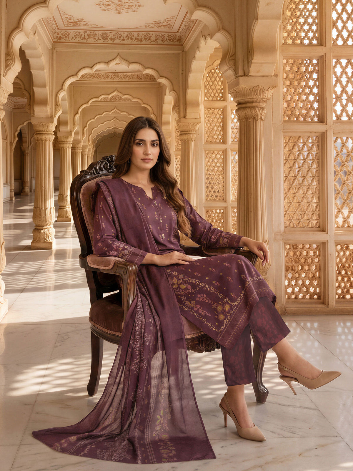 3 Piece Blended Khaddar Suit (Unstitched)